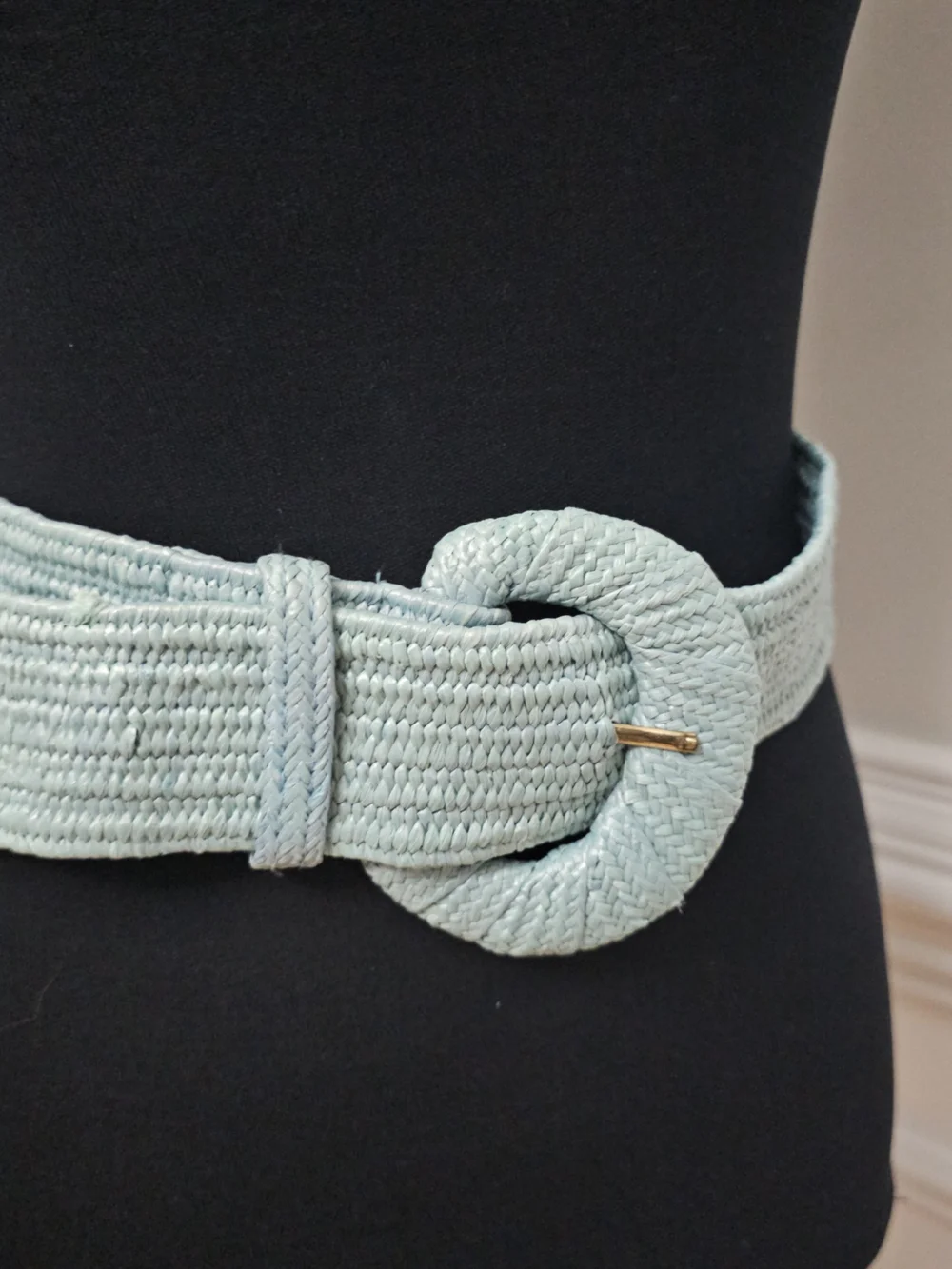 Light Mint /Teal Braided Round-Buckle Women's Belt Stretchy BOHO